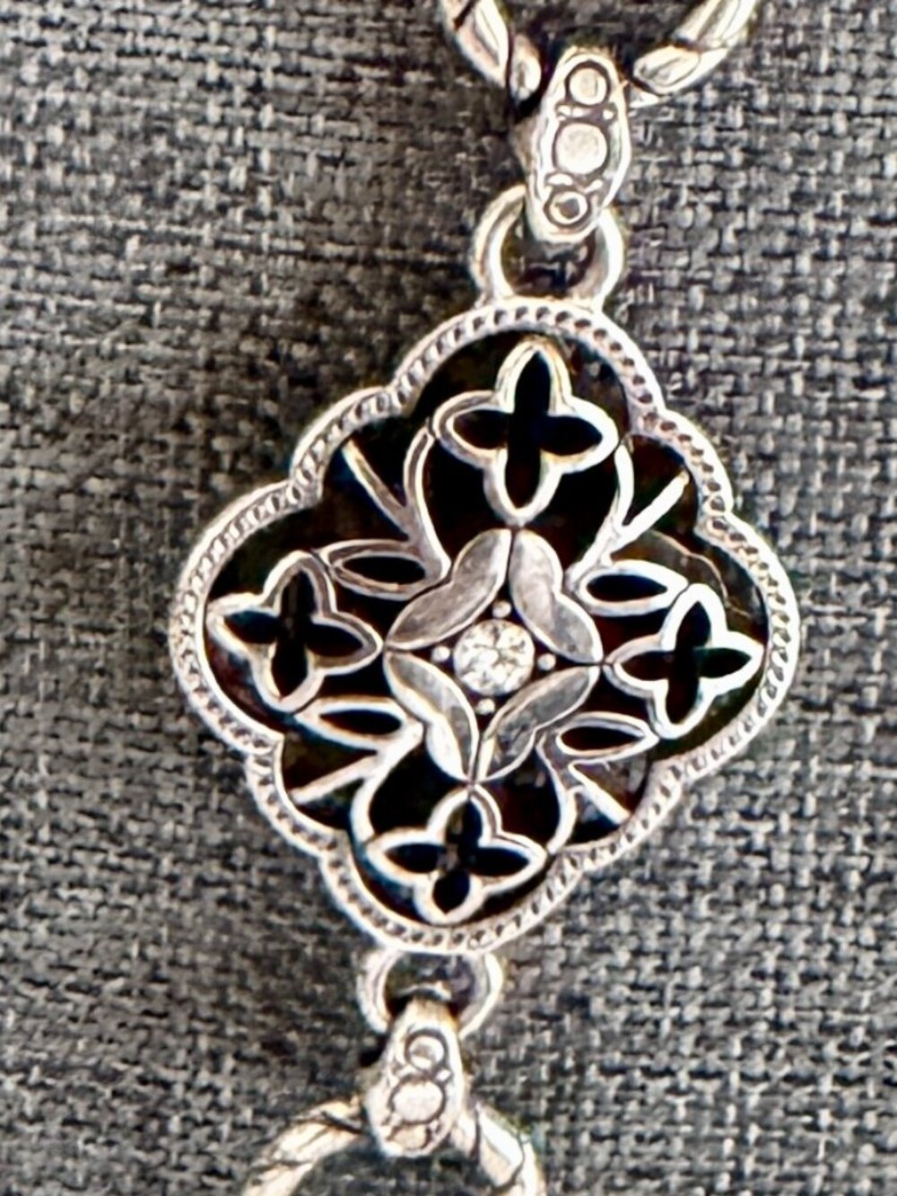 Brighton Women's Elegant Charm Long Adjustable Necklace Silver Plated & Crystals - Picture 6 of 15